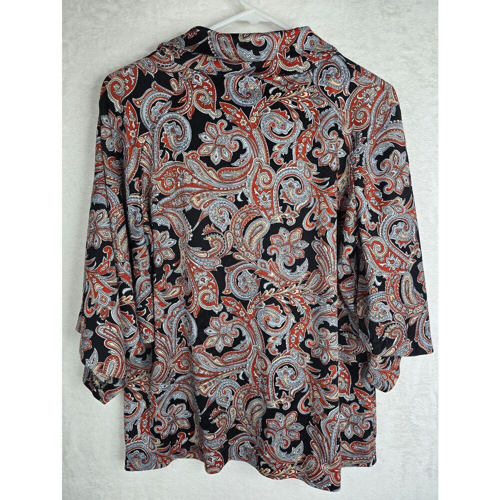 3/$25 VTG Peggy Lou California Paisley Blouse Boho Flowy 3/4 Sleeve Top Womens L - Picture 5 of 7